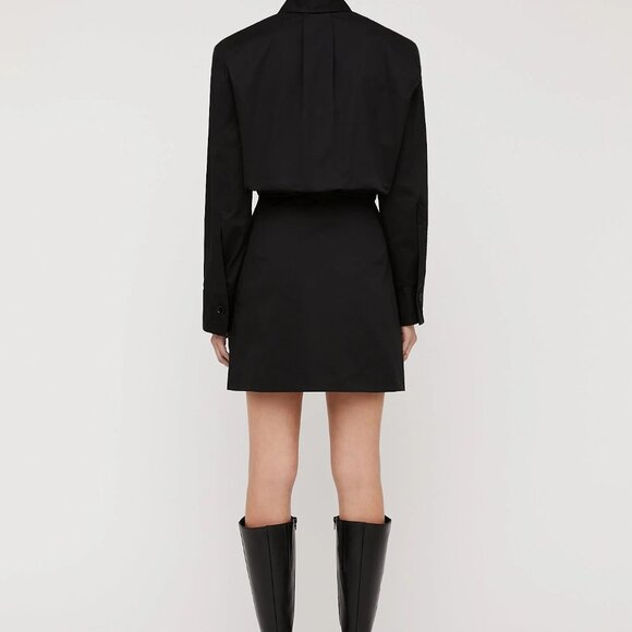 Scanlan Theodore Black Sateen Shirt Dress "The Prada of Australia" BNWT US 4 - Picture 4 of 5